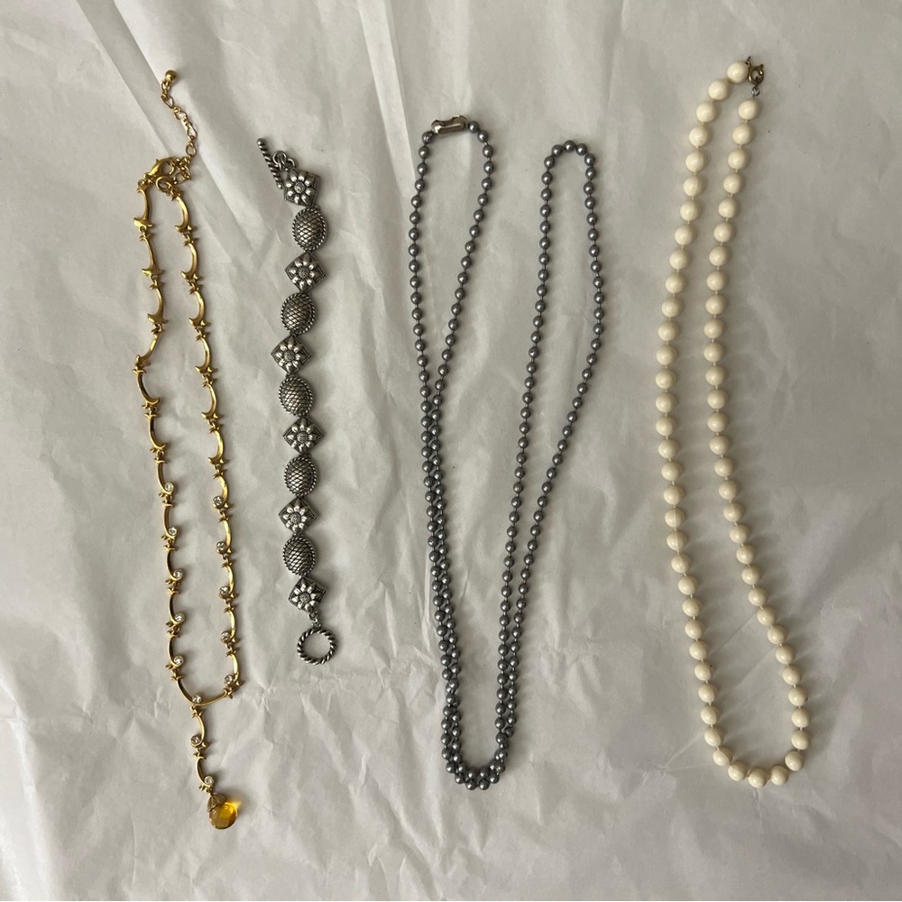 Avon Briolette Y Drop Necklace + 3pc Costume Jewelry Lot